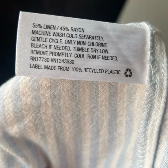 a new day White and blue Ruffle Sleeve Blouse - L - Picture 6 of 6